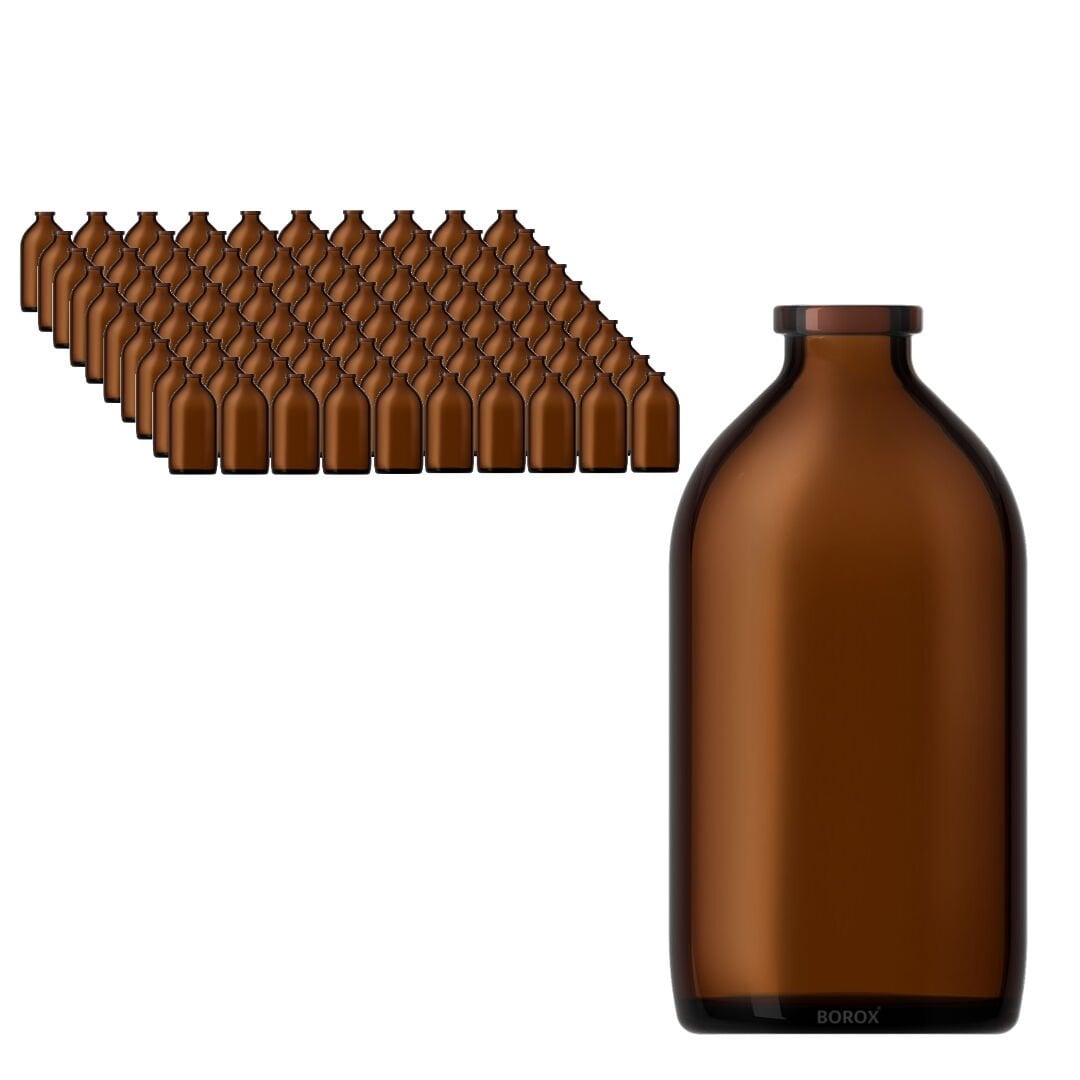 Borox Amber Cam Şişe 100ml - Flakon Şişe 100cc - 100Adet