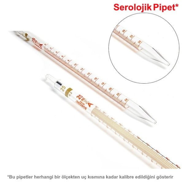 Borosil Cam Dereceli Pipet 25 ml - Serolojik Pipet - Class A