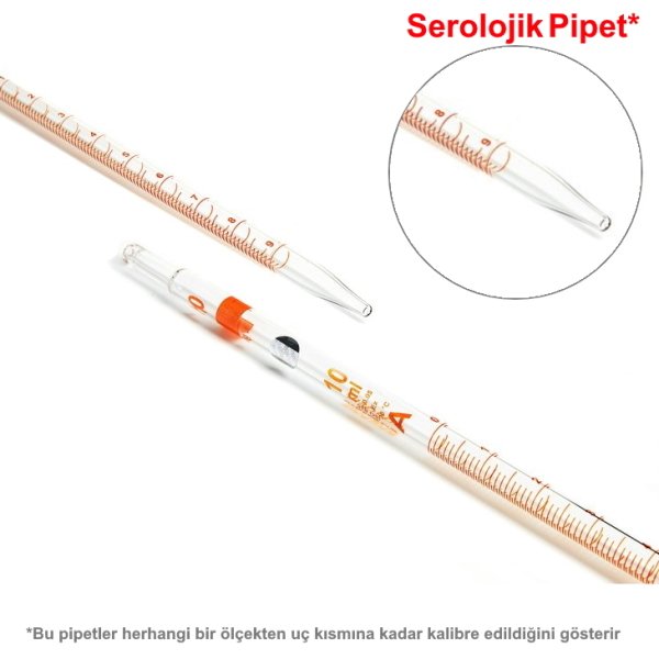 Borosil Cam Dereceli Pipet 10 ml - Serolojik Pipet - Class A