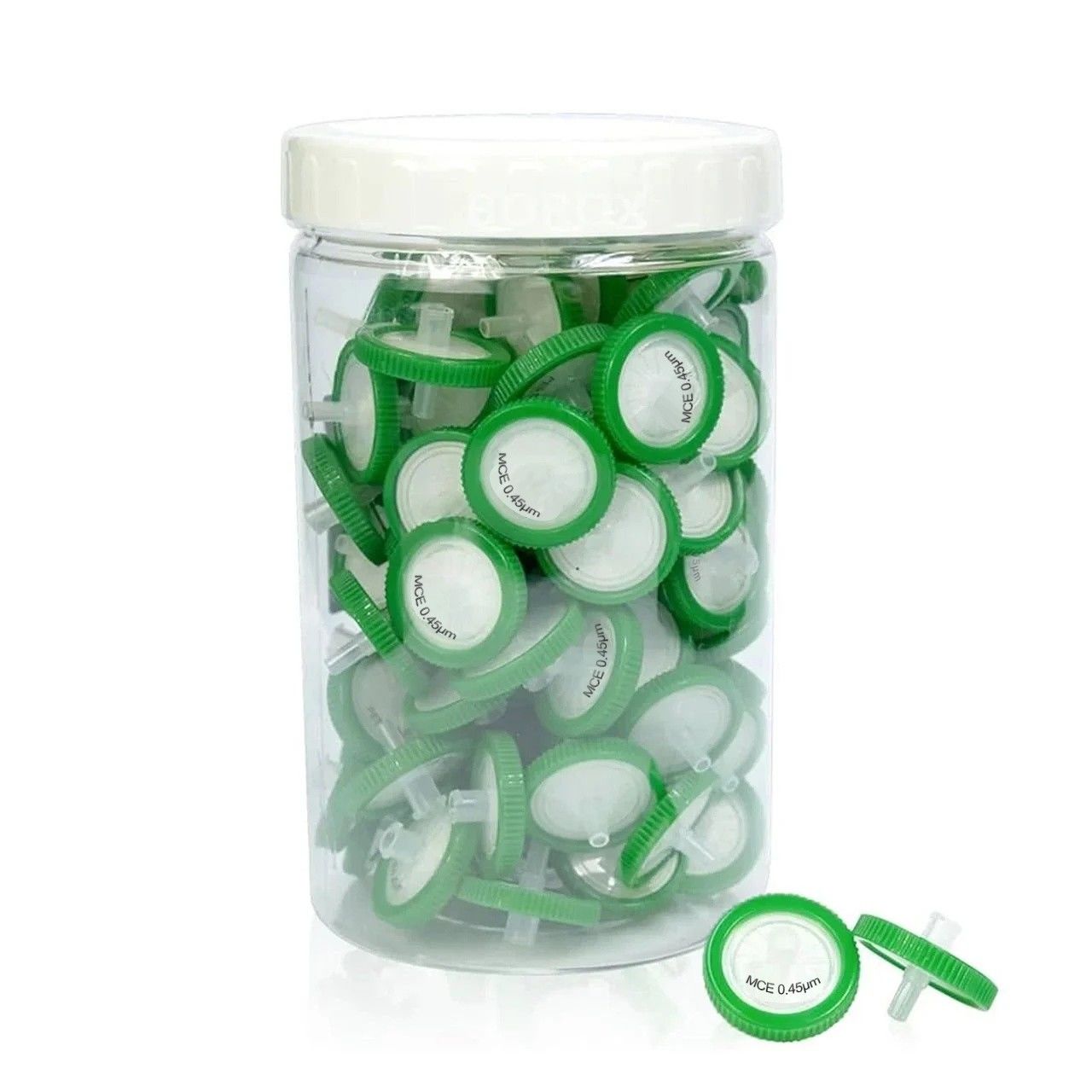 Borox Selüloz Şırınga Filtre - Non Steril 0.45µm - MCE Syringe Filter - Yeşil - 100 Adet