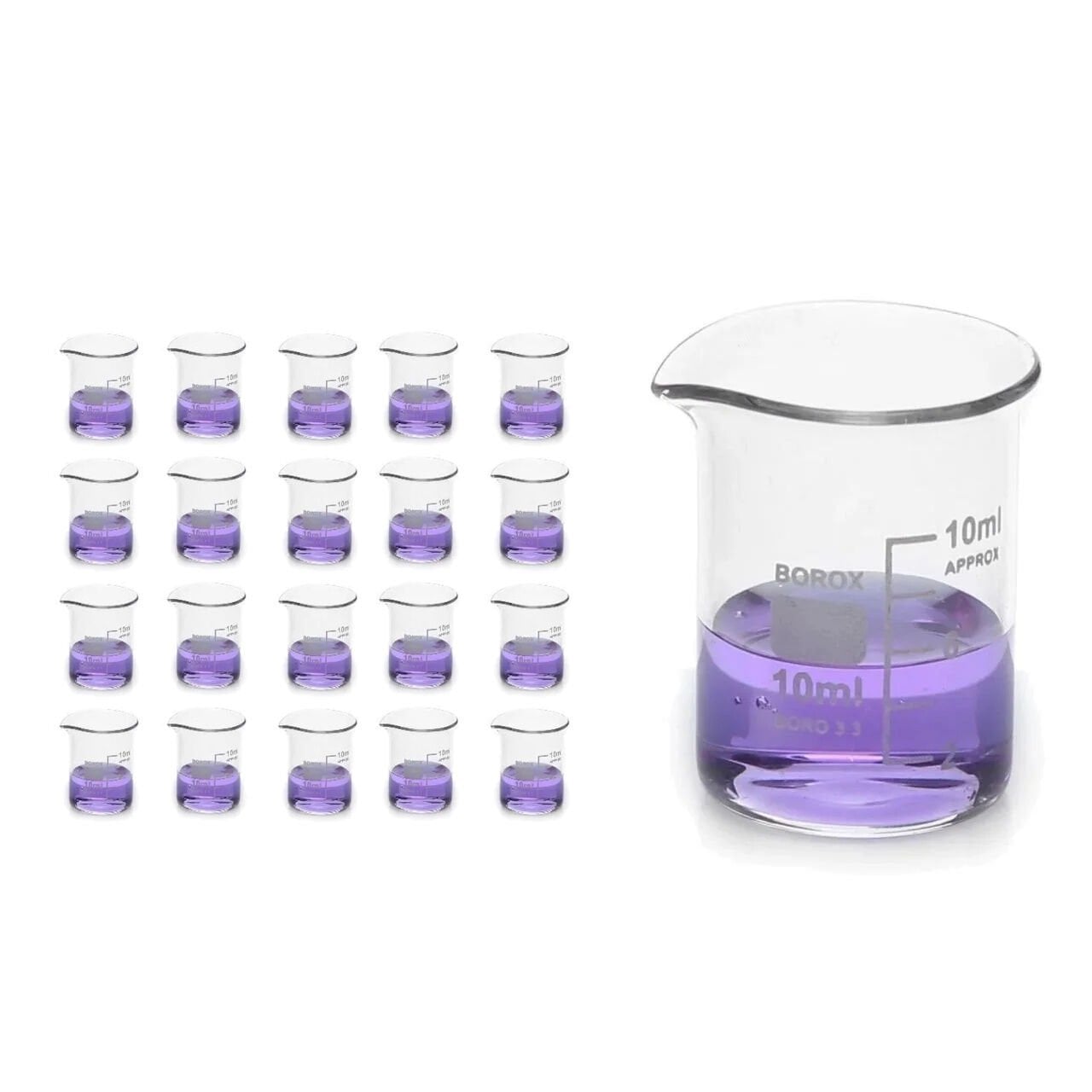 Borox Cam Beher 10 ml - Kısa Form Beaker 20 Adet-Paket