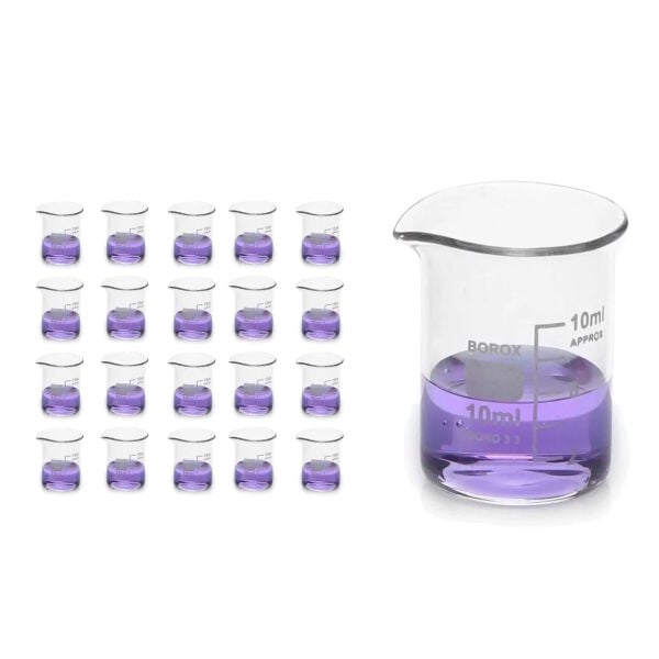 Borox Cam Beher 10 ml - Kısa Form Beaker 20 Adet-Paket