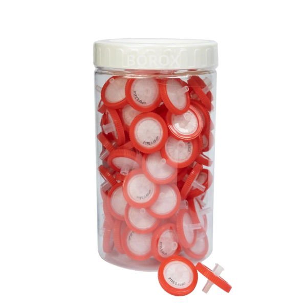 Borox PTFE Hidrofobik Şırınga Filtre - Non Steril 0.45µm - Kırmızı - 100 Adet