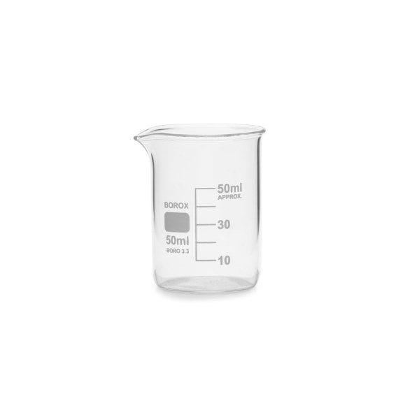 Borox Cam Beher 50 ml - Kısa Form Beaker 12 Adet-Paket