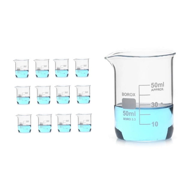 Borox Cam Beher 50 ml - Kısa Form Beaker 12 Adet-Paket