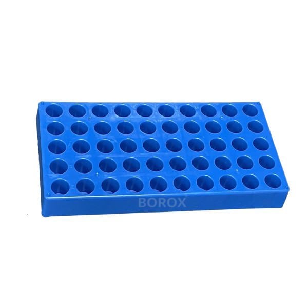 Borox Vial Standı 4 ml Vialler İçin - 50 Delikli - Mavi - Tüplük