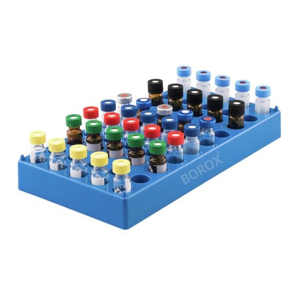 Borox Vial Standı 4 ml Vialler İçin - 50 Delikli - Mavi - Tüplük