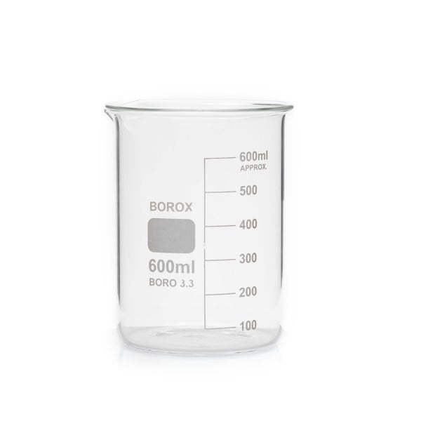 Borox Cam Beher 600 ml - Kısa Form Beaker 8 Adet-Paket