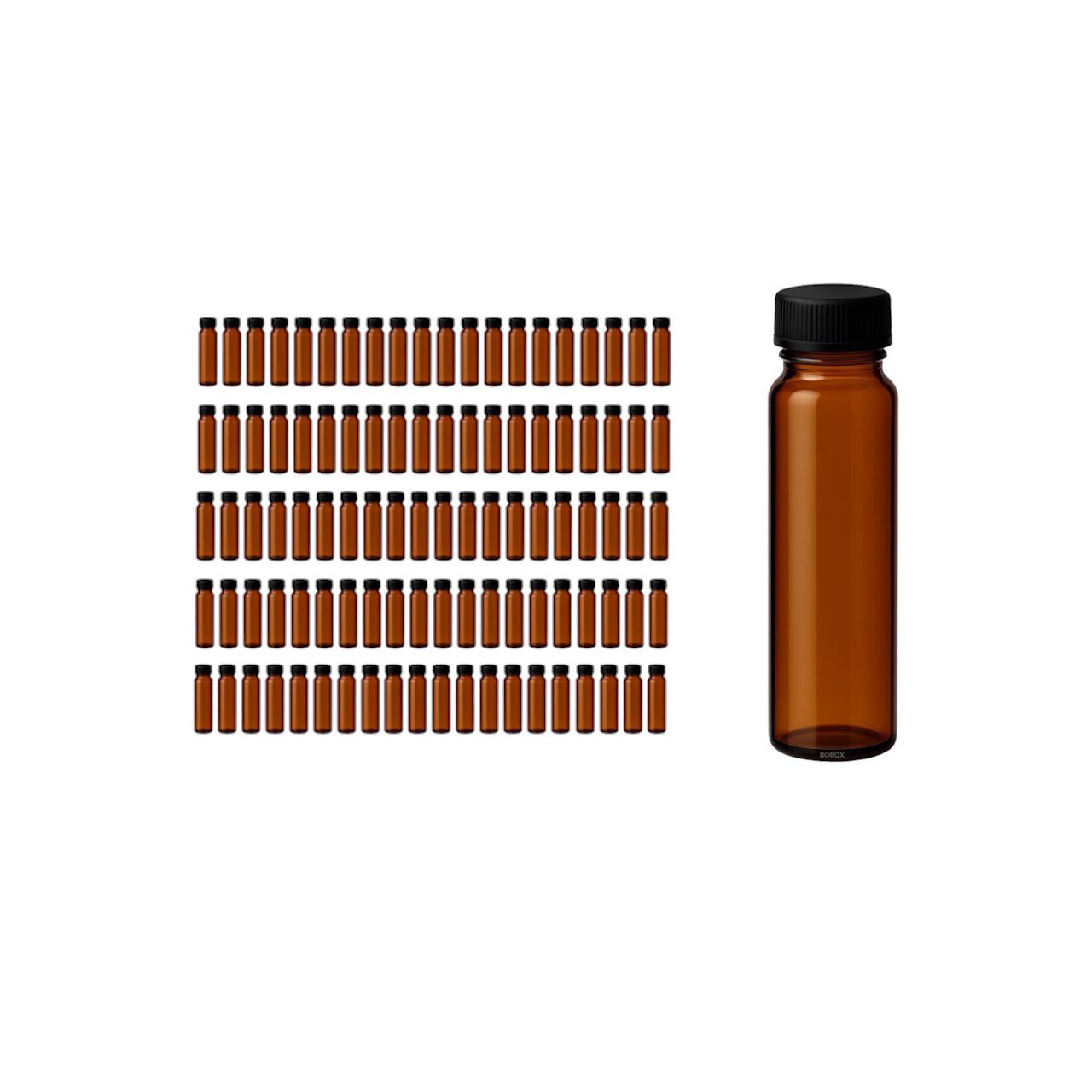 Borox Cam Vial 22 ml - Amber - Vida Boyun ND20 - 100 adet/paket