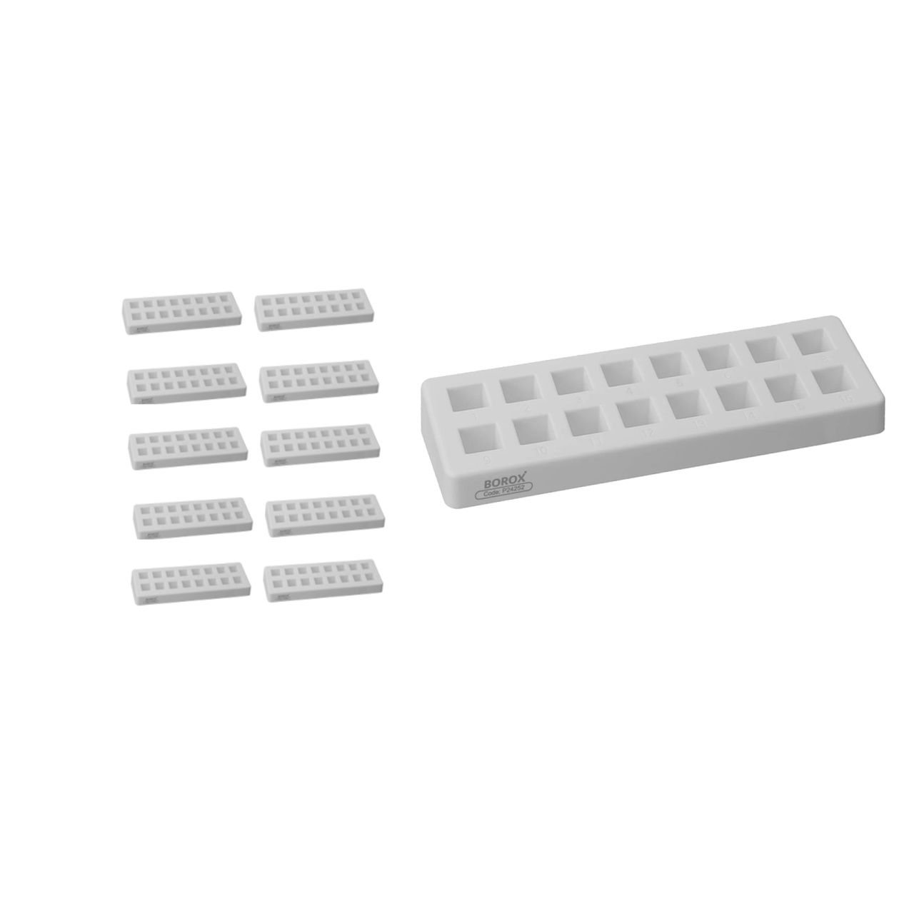 Borox Küvet Standı - Cuvette Rack - Spektrofotometre Küvet Standı - Küvet Stant - 10 Adet Toptan