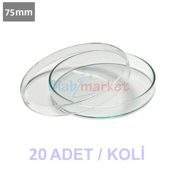 Borox Cam Petri Kabı 75 mm - Petri Kutusu Petri Dish 20 Adet