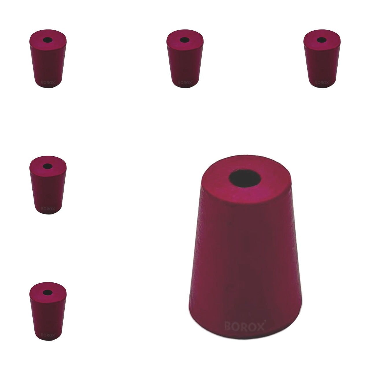 Borox Kauçuk Tıpa Delikli No 1 - 11x14x18,5mm NS 12/21 - 5Adet