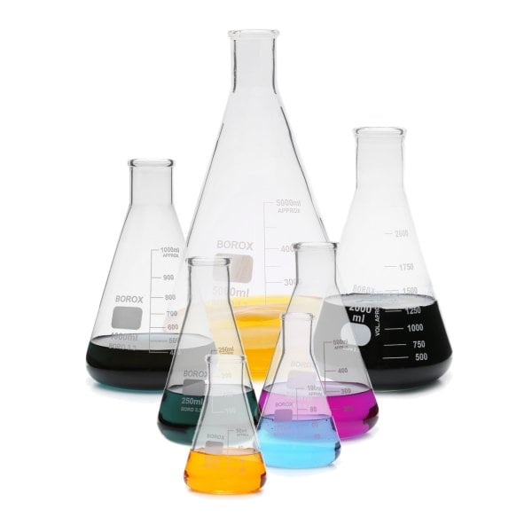 Borox Cam Erlen 100 ml - Erlenmeyer Flask Dar Boyun 12 Adet