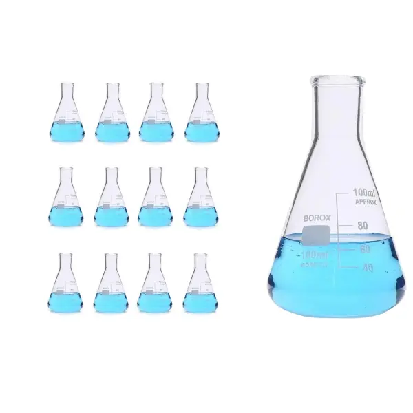 Borox Cam Erlen 100 ml - Erlenmeyer Flask Dar Boyun 12 Adet