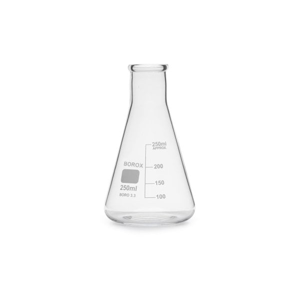 Borox Cam Erlen 250 ml - Erlenmeyer Flask Dar Boyun 12 Adet