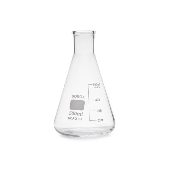 Borox Cam Erlen 500 ml - Erlenmeyer Flask Dar Boyun 10 Adet
