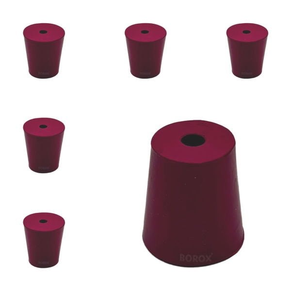 Borox Kauçuk Tıpa Delikli No 7 - 20x26x27,5mm NS 24/29 - 5Adet
