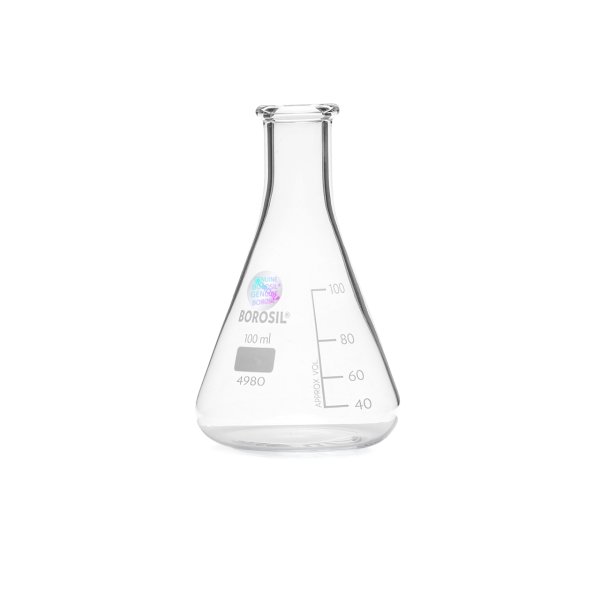 Borosil Cam Erlen 100 ml - Erlenmeyer Flask Dar Boyunlu 10lu