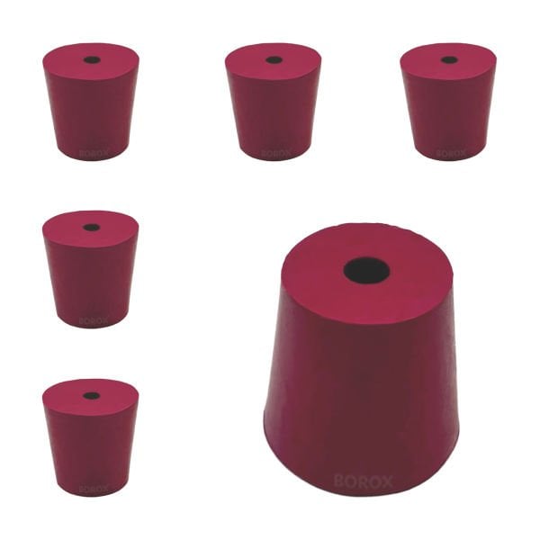 Borox Kauçuk Tıpa Delikli No 13 - 31x38,5x37mm NS 34/35 - 5Adet