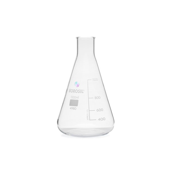 Borosil Cam Erlen 1000ml - Erlenmeyer Flask Dar Boyunlu 10lu