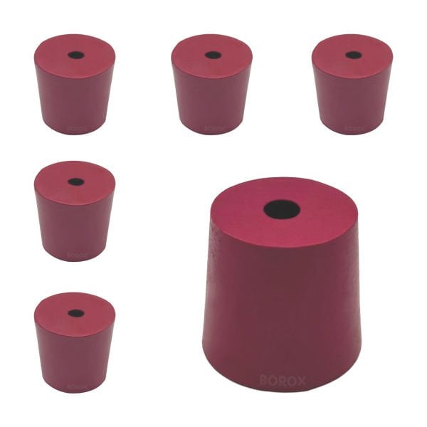 Borox Kauçuk Tıpa Delikli No 15 - 37x44x41mm NS 40/38 - 5Adet