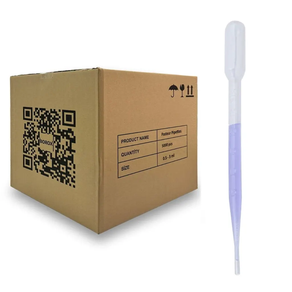 Borox Pastör Pipeti - Plastik Damlalık 0.5 - 3 ml - 5000Adet