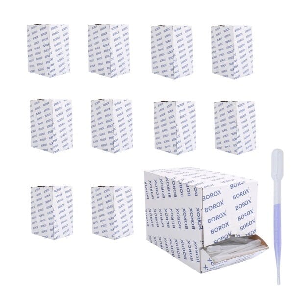 Borox Pastör Pipeti - Plastik Damlalık 0.5 - 3 ml - 5000Adet