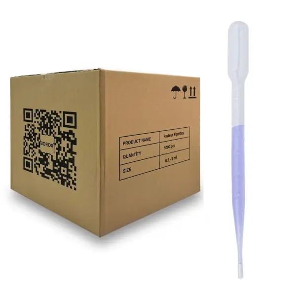 Borox Pastör Pipeti - Plastik Damlalık 0.5 - 3 ml - 5000Adet