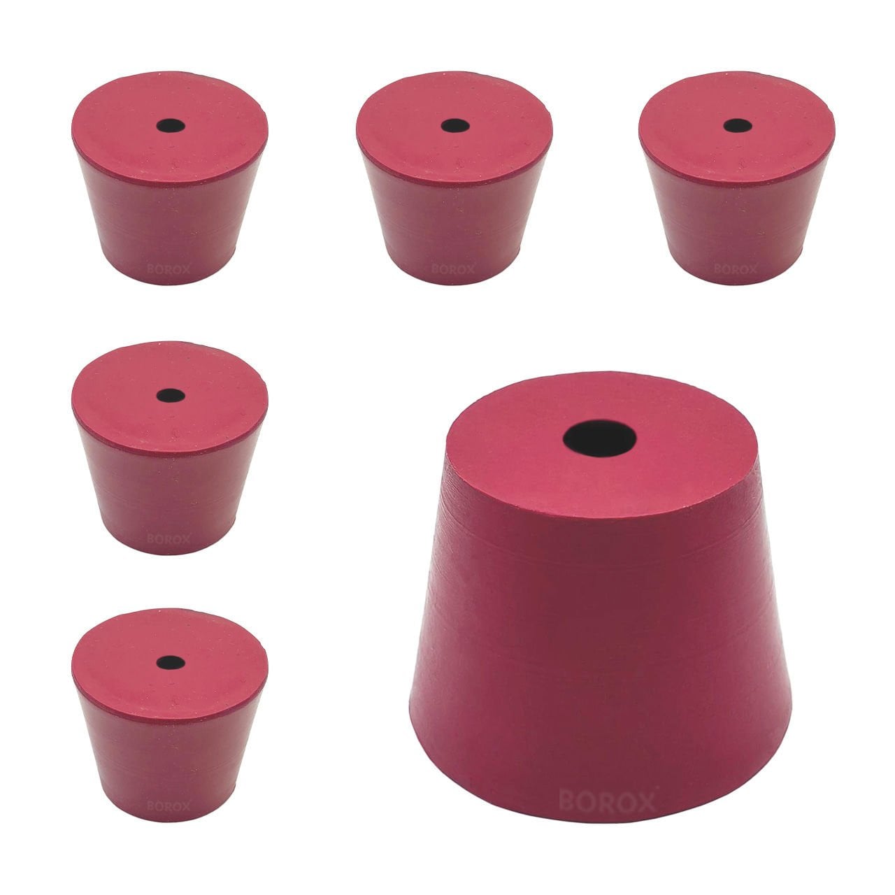 Borox Kauçuk Tıpa Delikli No 19 - 43x57,5x46mm NS 45/40 - 5Adet