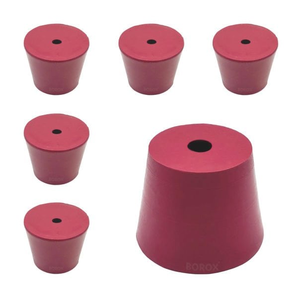 Borox Kauçuk Tıpa Delikli No 19 - 43x57,5x46mm NS 45/40 - 5Adet