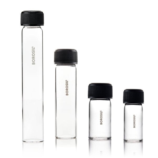 Borosil Cam Deney Tüpü 50 ml Dibi Düz - Kapaklı Kültür Tüp