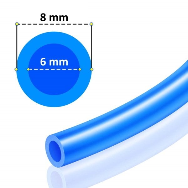 Borox Poliüretan Hortum 6x8 mm - Pu Pnömatik Mavi - 1 metre