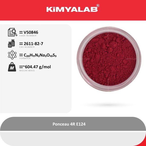 Kimyalab Kırmızı Toz Gıda Boyası E124 100gr - Ponceau 4R Dye Powder - Toz Renklendirici