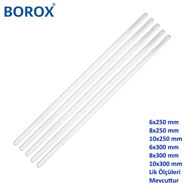 Borox Cam Baget 7x300mm - İçi Dolu Çubuk Stirring Bar 100Adet